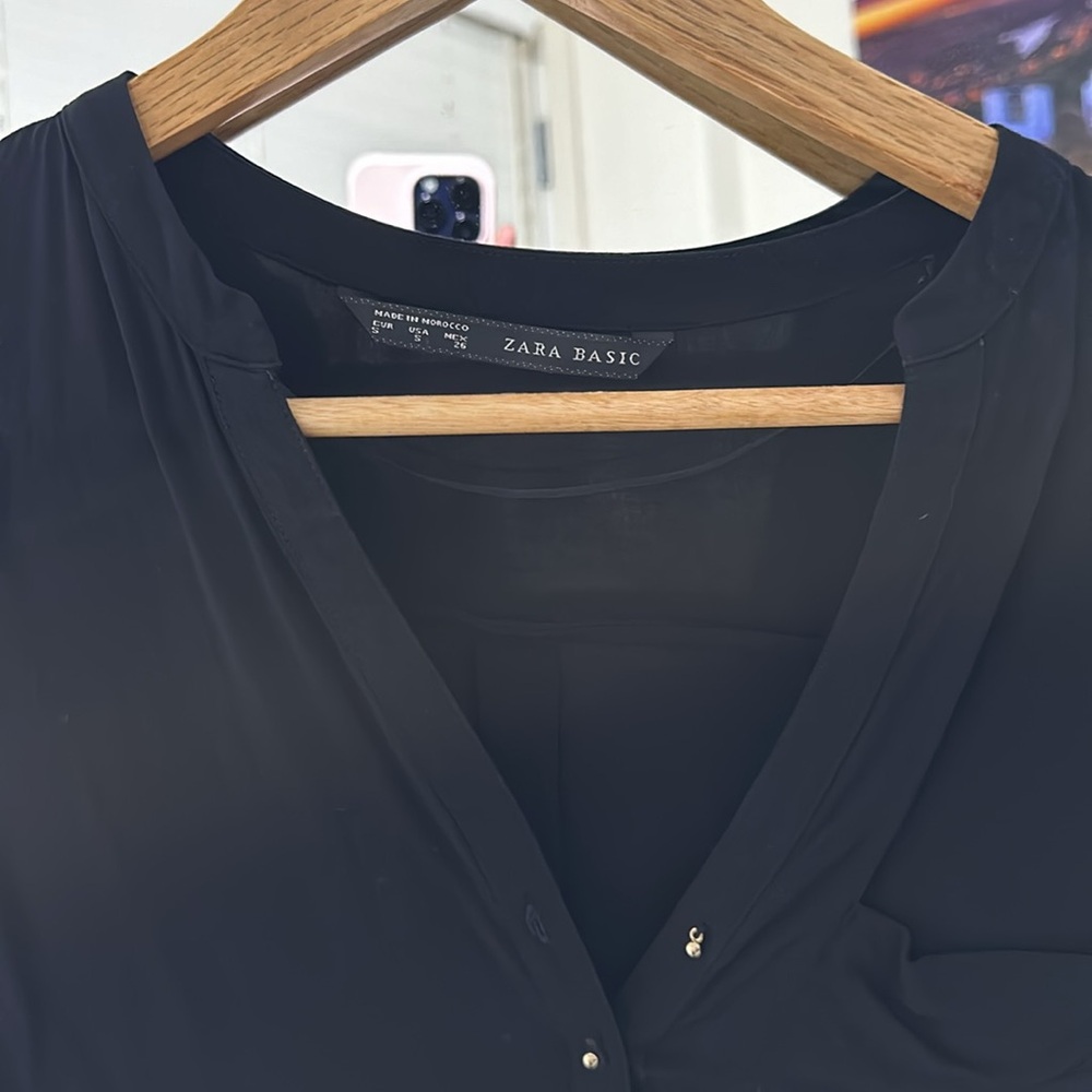 Zara Basic Black Button-Down Blouse - image 4